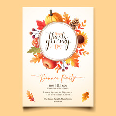 watercolor invitation template for Thanksgiving celebration