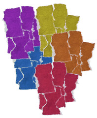 many torn paper sticker overlapping each other, cool poster png asset.