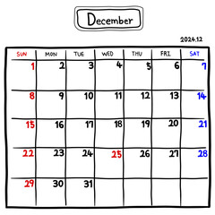 2024년 12월 달력