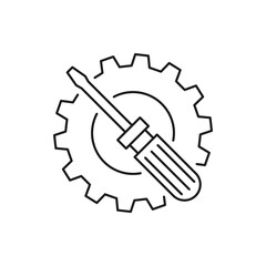 Gear and screwdriver icon line style isolated on white background. Vector illustration