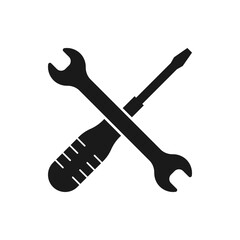 Screwdriver and wrench icon design. Maintenance symbol isolated on white background. Vector illustration