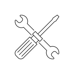Screwdriver and wrench icon design. Maintenance symbol isolated on white background. Vector illustration