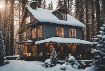 Cute and cozy cottage with Christmas decorations
