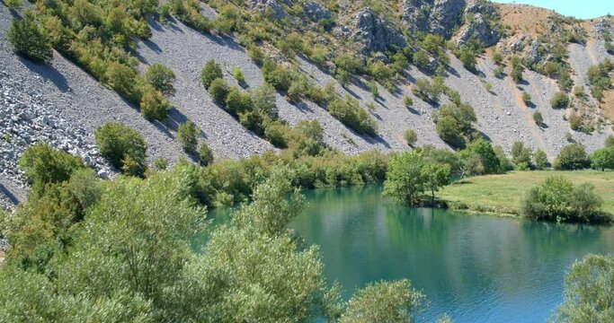 Aerial view of the canyon of the Krupa River, Croatia