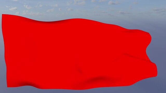 Loop der roten Fahne wehend im Wind als Nahaufnahme 4K