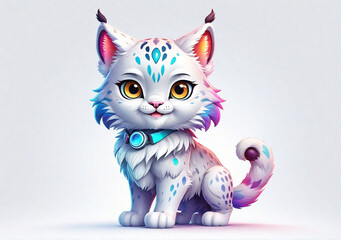 Cartoon character kitten 3d illustration for children.