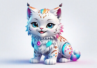 Cartoon character kitten 3d illustration for children.