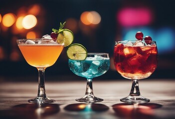 Variety of cocktails pop art style illustration