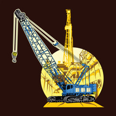 Hoisting crane icon. Construction crane. Equipment in flat style.