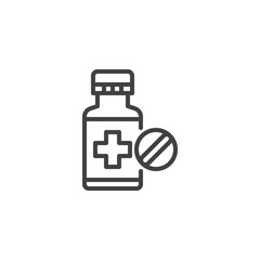 Medication bottle line icon