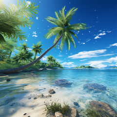 beach with coconut tree