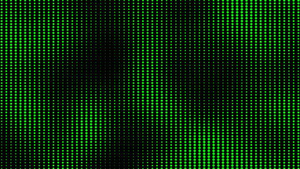 Halftone dots background. Abstract dynamic with green dots on black background. Motion modern animation. Texture of dots pattern. Dotted animated gradient