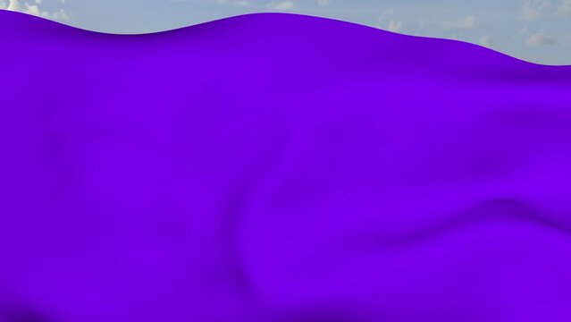 Loop der lillane Fahne wehend im Wind als Nahaufnahme 4K