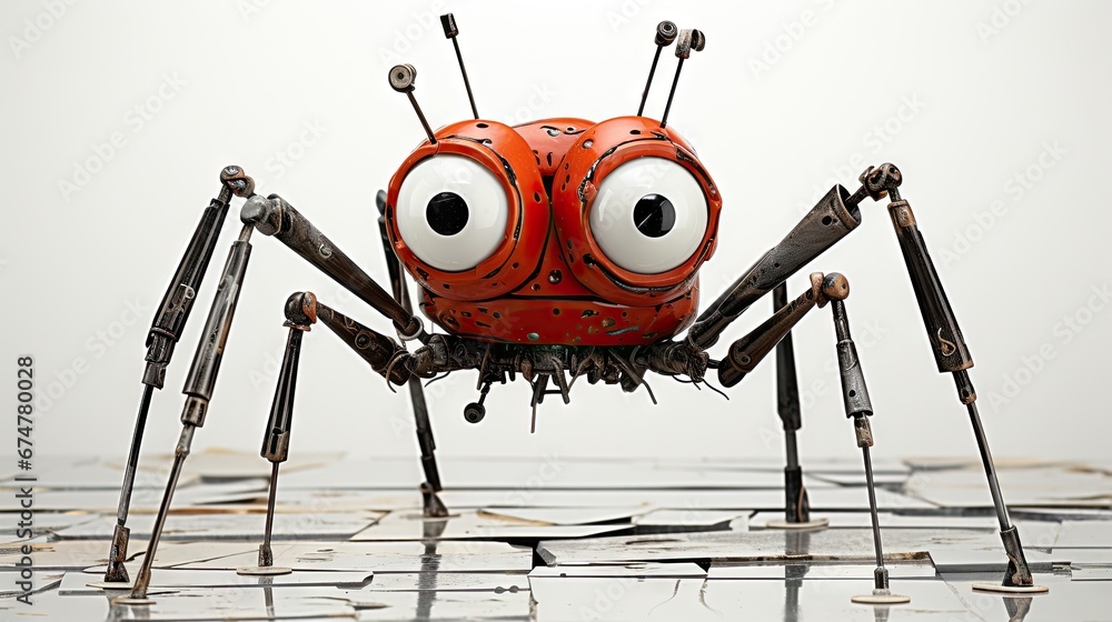 Aufkleber a close up of a toy insect on a surface with holes in the middle of it and eyes on the back of the i