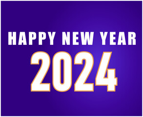 Happy New Year Holiday Abstract White Design Vector Logo Symbol Illustration With Purple Background