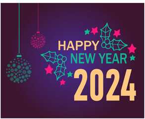 Happy New Year Holiday Abstract Design Vector Logo Symbol Illustration With Purple Background