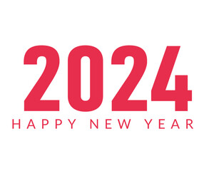 Happy New Year 2024 Holiday Abstract Pink Design Vector Logo Symbol Illustration