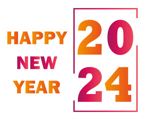 Happy New Year 2024 Holiday Abstract Orange And Pink Design Vector Logo Symbol Illustration