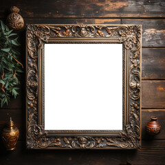 blank picture frame with holiday decorations (transparent with guides)
