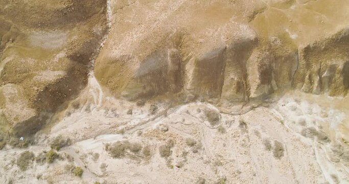 Aerial view of soil patterns in the desert, Masada, Judaean Desert, Israel.