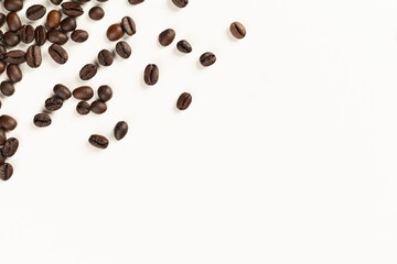 Coffee beans isolated on white background to use for text or advertisement.