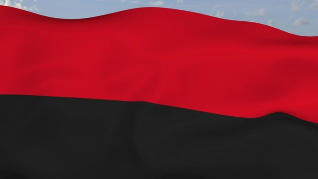 Loop der schwarz-roten Fahne wehend im Wind als Nahaufnahme. 4K
