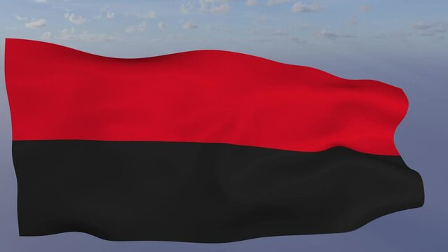 Loop der schwarz-roten Fahne wehend im Wind als Nahaufnahme. 4K