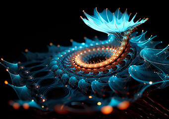 Fraktale Ornamente Florale Strukturen Spiralen in Metall Optik © paganin