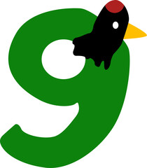 Number nine bird illustration