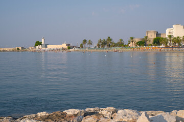 Wide view of the beach in Manfredonia town in front
Swabian castle, Puglia region in southern Italy