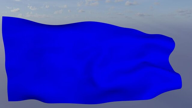 Loop der blaue Fahne wehend im Wind als Nahaufnahme 4K
