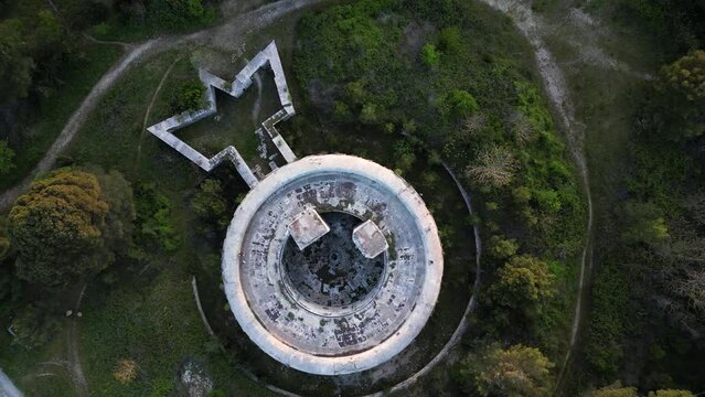 Aerial view of Fort Giorgio, an Austro Hungarian construction ruins in Pula downtown, Istria, Croatia.