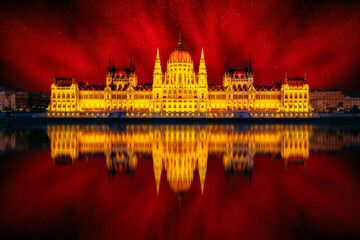 Budapest Parliament and the Aurora Borealis: A Night of Enchantment