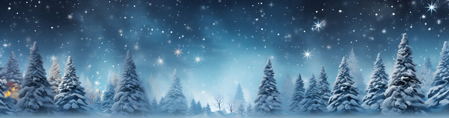 Fototapeta na wymiar Winter christmas graphic for banner or christmas card. Winter scenery and mood, blue and white colors, snow falling.