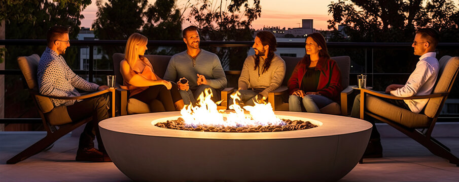 Fire pits outdoor fireplace propane fire pits in the garden . generative ai