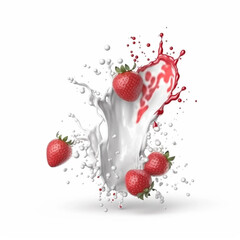 Strawberry smoothie concept, milk mixed with strawberries, image created with AI	