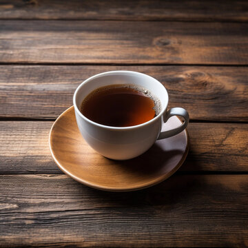 Cup of tea on a dark wooden table