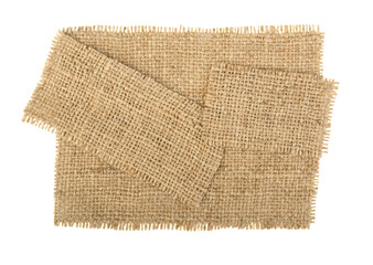 pieces of burlap on a white background, isolated