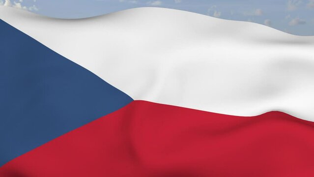 Loop der Tschechien Fahne wehend im Wind als Nahaufnahme 4K