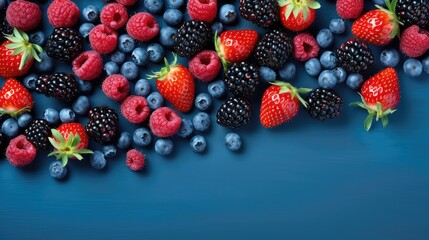 background natural food blue top view illustration ripe fresh, berry berry, diet freshness background natural food blue top view