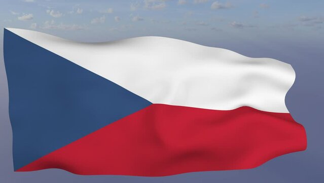 Loop der Tschechien Fahne wehend im Wind als Nahaufnahme 4K