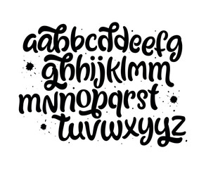 Vector hand drawn alphabet. Brush painted letters. Handwritten script alphabet. Hand lettering and custom typography for your designs: logo, for posters, invitations, cards, etc. Vector type. - obrazy, fototapety, plakaty