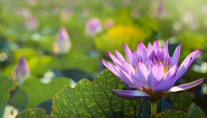 Lotus flower in field with blur background