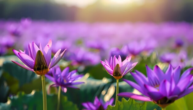 Lotus flower in field with blur background