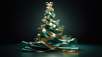 christmas tree made from ribbon