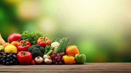 Healthy food background, healthy vegetarian food in paper bags, fruits and vegetables, banner copy space, supermarket shopping, food and clean vegetarian diet concept, organic fruits and vegetables co