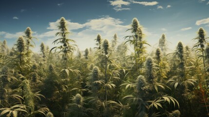 The flowering tops of mature cannabis plants ready for harvest - obrazy, fototapety, plakaty