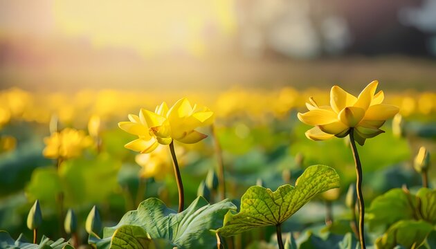 Lotus flower in field with blur background