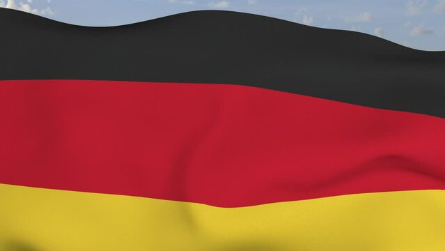 Loop der Deutschland Fahne wehend im Wind als Nahaufnahme. 4K