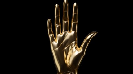 gold female mannequin hands isolated on black background, body parts, fashion concept, religious prayer, sacred ritual, holding gesture, clean minimal design, blank space